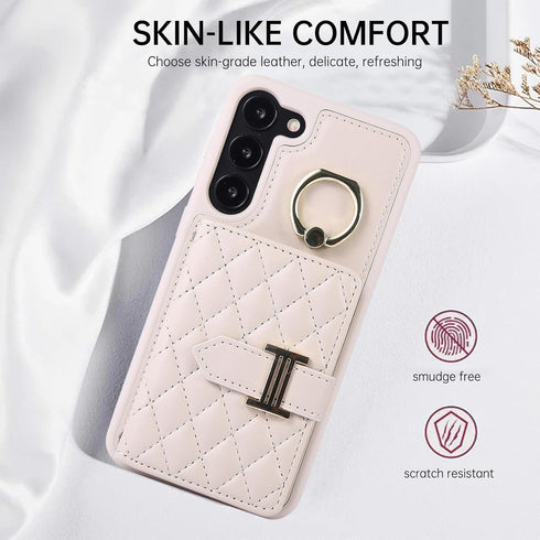 Phone Case for Samsung Galaxy S23 5G Wallet Cover with Screen Protector and Ring Stand Card Holder Slot Crossbody Strap Lanyard Leather Cell S 23 ...