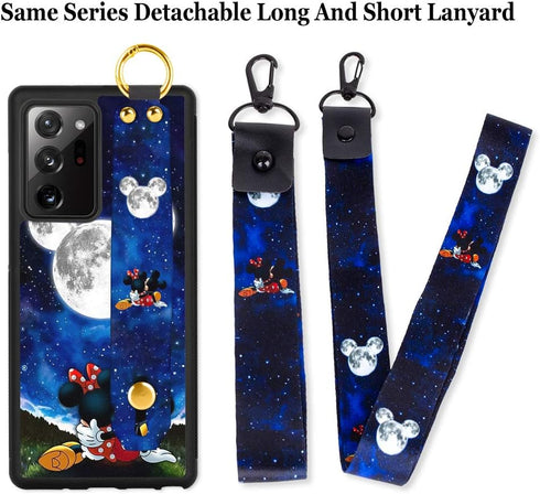 Cartoon Case for Samsung Galaxy Note 20 Ultra Case 6.9 Inch Cute Moon Blue Cartoon Character Design with Lanyard Wrist Strap Band Holder Shockproo...