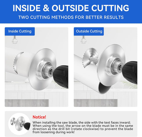 Inside Pipe Cutter for PVC Pipe Cutter Tool-With Scale Adjustable Depth Gauge, 6pcs Saw Tooth Blades with 0.32in Hex Key Shaft for PVC and Plastic...