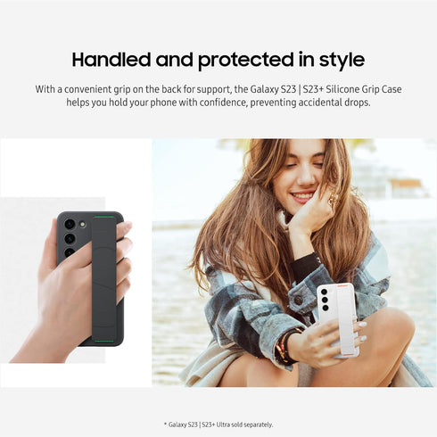 SAMSUNG Galaxy S23+ Plus Silicone Grip Phone Case, Protective Cover w/ Silky Smooth Texture, Detachable Strap, US Version, EF-GS916TBEGUS, Black...