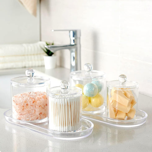 SheeChung Acrylic Vanity Tray, 2 Pack, Clear, 9.65 in x 4.5 in x 0.79 in, Catchall Tray, Countertop Sink Tray Dispenser, Sturdy Holder for Cabinet...