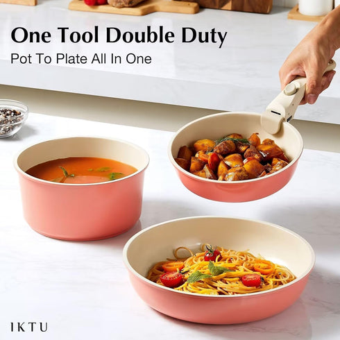 IKTU Removable Handle White,Handle for Detachable Removable Cookware Detachable Removable Pan Handle Universal Pot Handle Replacement Suitable for...