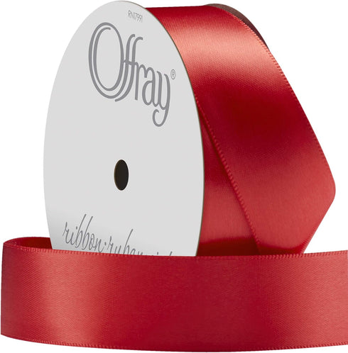 Berwick Offray 7/8" Wide Double Face Satin Ribbon, Red, 20 Yards...