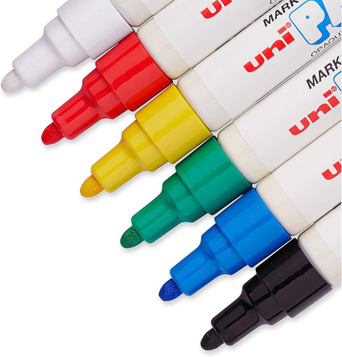 Uni-Paint Oil Based Marker, Medium Point, Assorted Inks,63630, 6/Set...