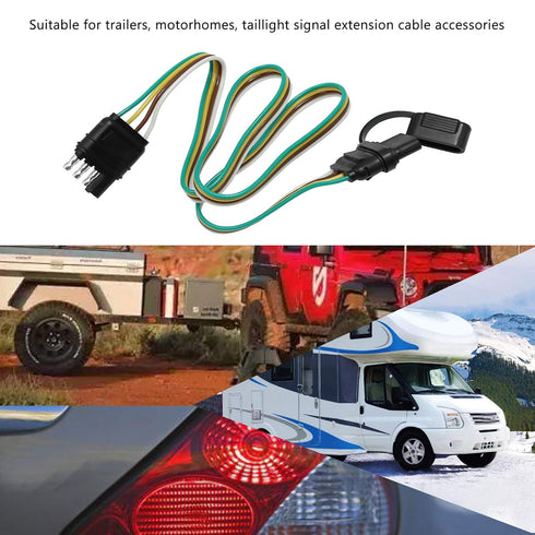Trailer Light Wiring Harness Kit,4 Wires 4-Way Plug 4 pin Flat Wire Extension Male & Female Connector 32" Inch Long...
