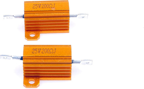 25 Watt 200 Ohm 5% Wirewound Resistor Electronic Aluminium Shell Resistor Gold (Pack of 2)...