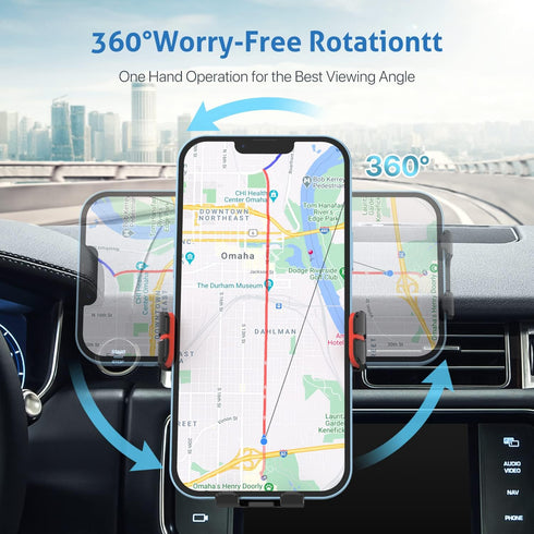 SOOPII Wireless Car Charger Mount, 15W Qi Fast Charging, Auto-Clamping,2 Styles Air Vent Phone Holder Included, Compatible with iPhone15/14/13/Pro...
