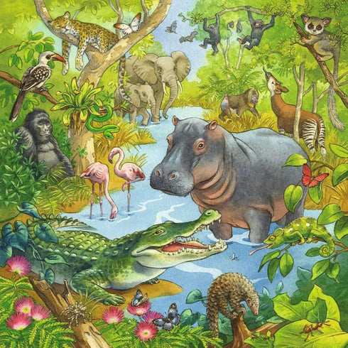Ravensburger Jungle Fun 3 x 49 Piece Jigsaw Puzzle Set for Kids - 05180 - Every Piece is Unique, Pieces Fit Together Perfectly...