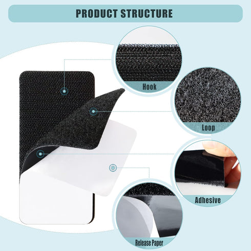 12 Sets 2x4 inch Strips with Adhesive,Heavy Duty Hook and Loop Tape,Carpet Tape,Rug Tape,Strength Backing,Fixing Installing Tape,Wall Hanging No P...