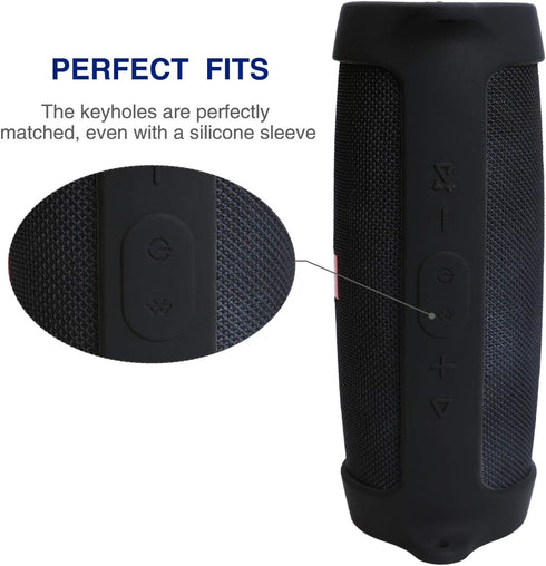 LTGEM Silicone Case Cover for JBL Charge 4 Speaker,Travel Protective Carrying Gel Soft Skin, Waterproof Rubber Pouch with Shoulder Strap(Black)...