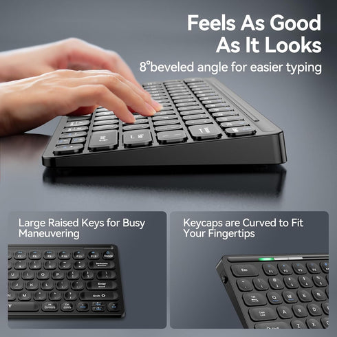 TECKNET 2.4G Wireless Keyboard, Small Wireless Keyboard with Media Hotkeys Compact Keyboard with Media Hotkeys for Computer Laptop, PC, Windows, M...