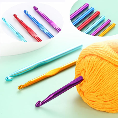 OYEUYID 14 pcs Multicolor Aluminum Crochet Hooks Knitting Needles Craft Yarn 2-10mm......