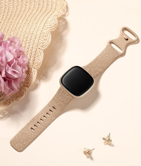 for Fitbit Versa 3 Bands Women/Fitbit Versa 4 Bands for Woman/Fitbit Sense Bands/Fitbit Sense 2 Bands,Cute Fancy Boho Floral Pattern Soft Replacem...