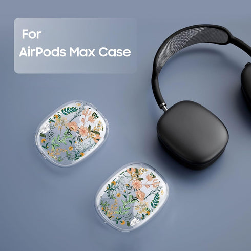 Cover for AirPods Max Headphones, Cute Soft TPU AirPods Max Case, Transparent Case for Apple AirPods Max, White Flower......
