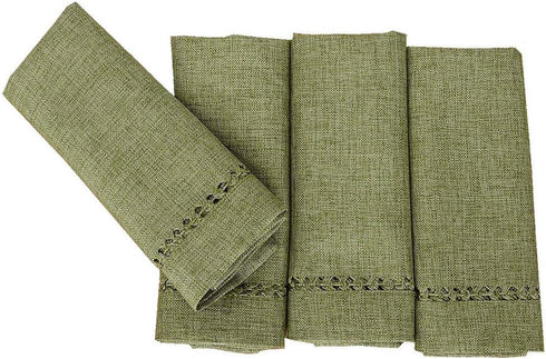 Grelucgo Set of 4 Handcrafted Solid Sage Green Color Dinner Napkins, Double-Hemstitched, Square 18 x 18 Inch...