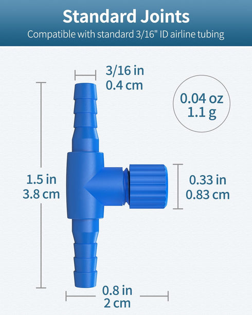 Pawfly Aquarium Air Control Valves for 3/16" ID Airline Tubing Single Way Plastic Air Flow Controllers Regulators Adjustable Blue Hose Connectors ...