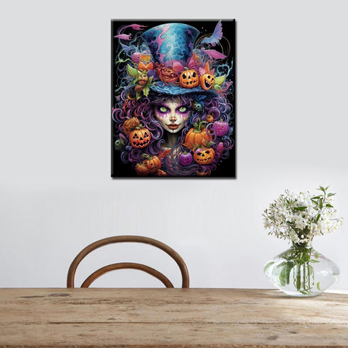 Tucocoo Paint by Number Gril Portrait with Hat DIY Painting On Canvas with Brushes Acrylic Paints Pumpkin Halloween Hocus Pocus Paint by Numbers f...