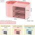 Cute Pen Organizer with Drawer, Multi-Functional Small Desktop Accessories Organizers, Pencil Holder for Desk Office Art Supplies (Rounded Desk Or...