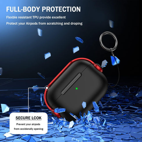 R-fun Airpods Pro Case (2nd/1st Gen,2023/2022/2019) with Secure Lock & Cleaning Kit, Music Headset Earphone Protective Case Cover Compatible with ...