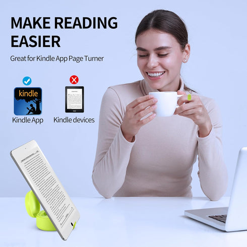 Upgrade TikTok Ring, Kindle Holder with Remote Page Turner, TIK Tok Scrolling Ring, Bluetooth Camera for iPhone, iPad, iOS Android Cell Phone-Gree...