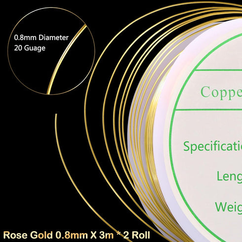 MIKIMIQI 2 Pack Jewelry Wire Craft Wire 20 Gauge Tarnish Resistant Jewelry Beading Wire Copper Beading Wire for Jewelry Making Supplies and Crafti...