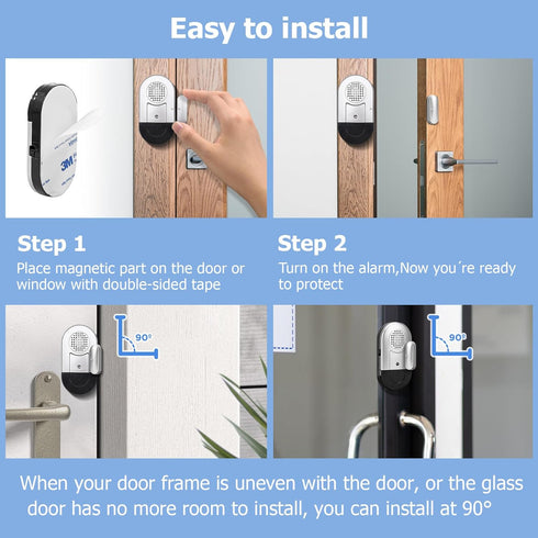 SANJIE Door Alarm for Home Wireless Door Alarms for Kids Safety with 120dB, Window Door Open Alarm Sensor for Dementia Patients Safety, Pool Silve...