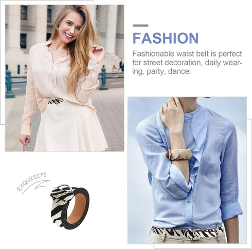 Women Leather Belt Zebra Printed Fashion Wide Waist Belt with Metal Buckle for Jeans Pants Women Girls Birthday...