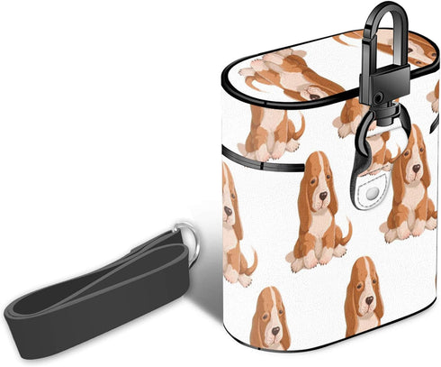 Luxury PU Leather Stand Protective Shockproof Cover Case Compatible with AirPods 1 & New Airpods 2 - Puppy Basset Hound Dog...