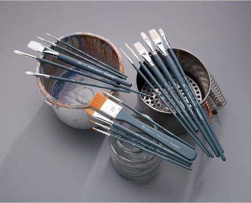 Winsor & Newton Foundation Oil Hog Brush Set, Short Handle, Round Filbert & Flat, 6 Pack...