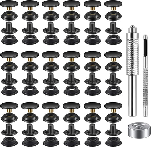 100 Pieces (25Sets) Snap Fastener Kit Tool 15MM Snap Button kit Snaps for Leather Leather Snaps and Fasteners Kit for High-Grade Metal Material Sn...