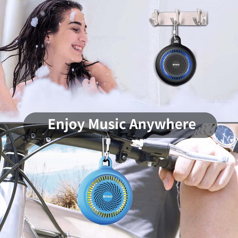 Bluetooth Shower Speaker Waterproof | Small Portable Bluetooth Speaker Wireless with Clip | Powerful Bass and Louder Volume | Colorful Lights and ...