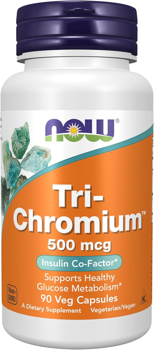 NOW Supplements, Tri-Chromium™ 500 mcg with Cinnamon, Insulin Co-Factor*, 90 Veg Capsules...