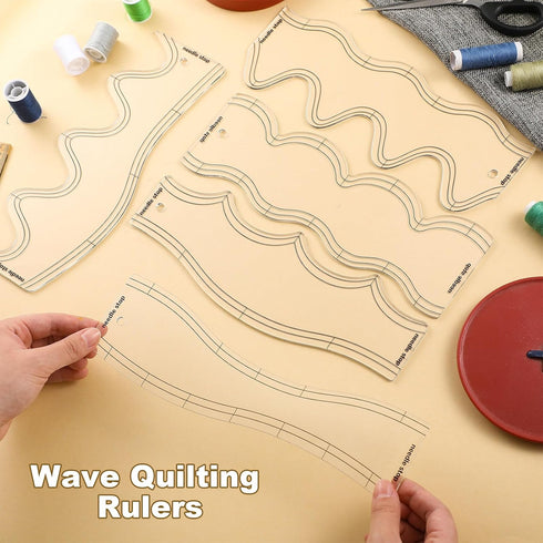 5 Pcs Quilting Ruler and Templates 10.24 Inches Waves Ruler Acrylic Quilting Templates for Machine Quilting Free Motion Quilting Stencils Waveleng...
