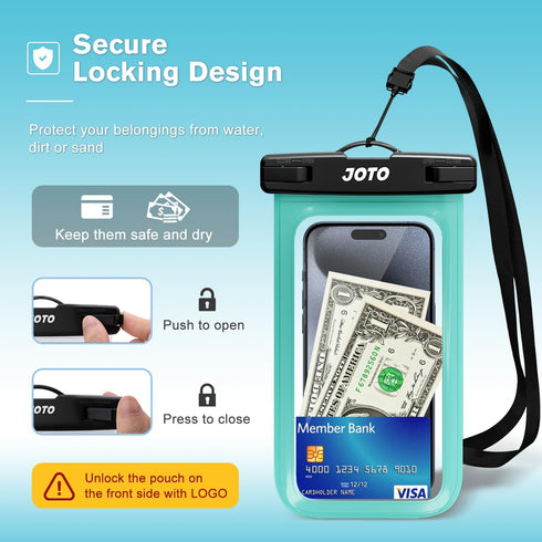 JOTO IPX8 Waterproof Phone Pouch Case, Underwater Dry Bag for Phone Protector for iPhone 15 14 13 12 11 Pro Max, Galaxy S24 S23 S22 Ultra Pixel to...