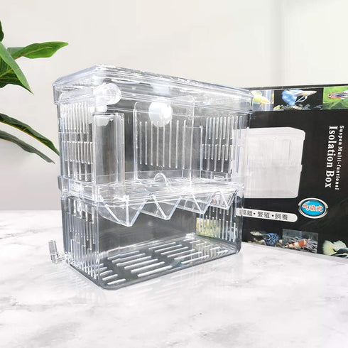 Fish Breeding Box Aquarium Fish Tank Hatchery Incubator Breeder Box Fish Breeding Tanks Acrylic White Breeder Isolation Divider Hatching Boxes wit...