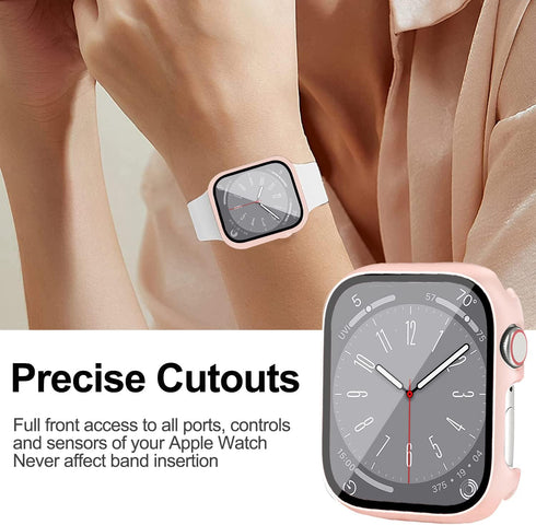 Miimall Compatible for Apple Watch Series 9 41mm Case with Built-in Glass Screen Protector, Hard PC Shockproof Anti-Scratch Waterproof Bumper Case...