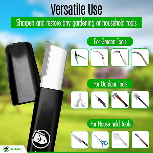 Adre Garden Tool Blade Sharpener – Professional Carbide Knife Sharpener for Gardening Tools, Pruning Shears, Scissors – Tungsten Sharpener with Ca...
