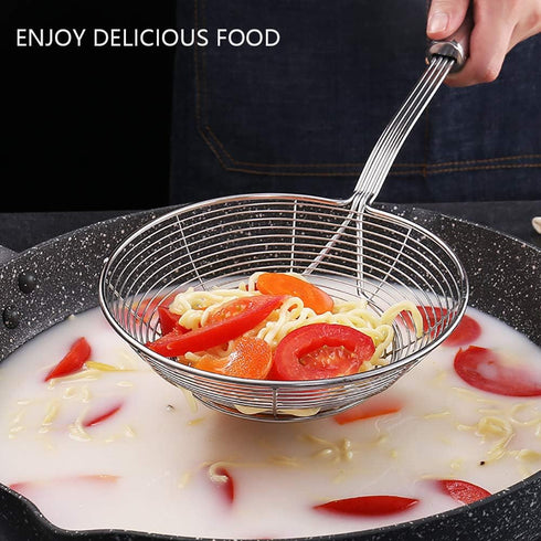 TSongHo Fat Skimmer Spoon Hot Pot Fine Mesh Food Strainer Spider Strainer for Grease Gravy Kitchen Cooking, Stainless Steel...