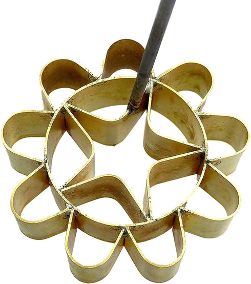 Dok Jok Brass Mold Thai Dessert Maker - Medium Rosette Lotus Flower Cookie Mold with Handle (3.14 Inch Diameter)...