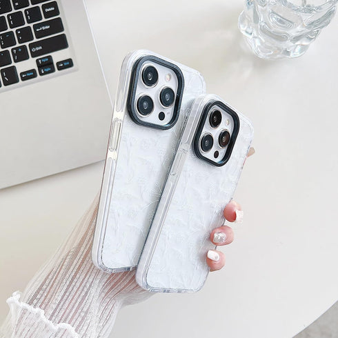 Designed for iPhone 15 Case,Cute Clear Silicone White Flowers,for Women Girls,Anti-Slip and Anti-Scratch Phone Case,(Compatible with iPhone 15 - C...