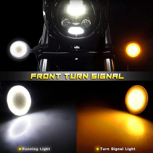 NTHREEAUTO 1157 LED Front Turn Signals 2 Inch Bullet Smoked Lens Cover Compatible with Harley Dyna Sportster Road King Street Glide Softail Iron 8...