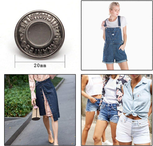 12 Sets No-Sew Permanent Buttons Jean Tack Buttons 20mm (Gun Black)...