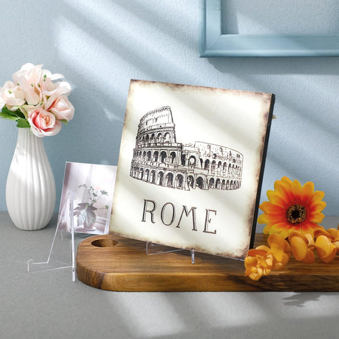 Bucherry 10 Packs Acrylic Easel Stands Mini Coin Display Easel Holder Mini Easel Stand Acrylic Stand for Display Place Card Holders Card Stands fo...