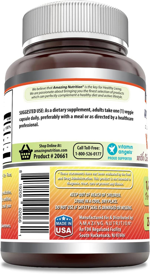Amazing Formulas Vitamin C (Ascorbic Acid) 1000 mg with Rose HIPS & Citrus Bioflavonoids | Veggie Capsules Supplement | Non-GMO | Gluten Free | Ma...