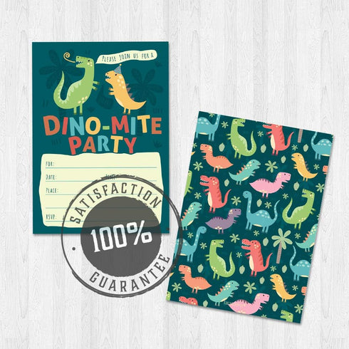 Dinosaur Kids Party Invitation Cards - Lots of Fun with a Pun! 25 Invites with Envelopes for T-Rex Kids Party, Jurassic Birthday or a Dino Themed ...