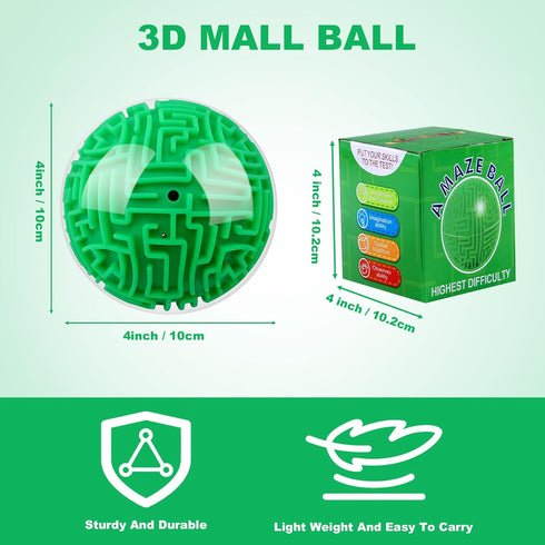 4 Inch Maze Ball 3D Gravity Cube Maze Ball Memory Sequential Ball Maze Puzzle Toy Gifts for Kids Teens Students Adults Carnival, Educational Chall...