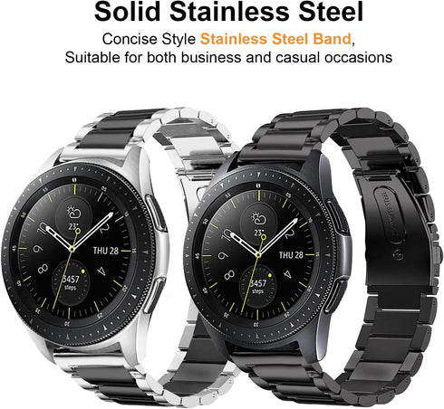 Valkit Compatible with Samsung Galaxy Watch 46mm/Galaxy Watch 3 45mm Bands/Samsung Gear S3 Classic/Gear 2, 2 Pack 22mm Stainless Steel Solid Wrist...