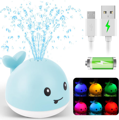 2024 Upgraded Baby Bath Toys, Light up Bath Toys for Kids 1-3 Babies 6-12 12-18 Months, Whale Sprinkler Spray Water Pool Bathtub Toys Toddlers Inf...