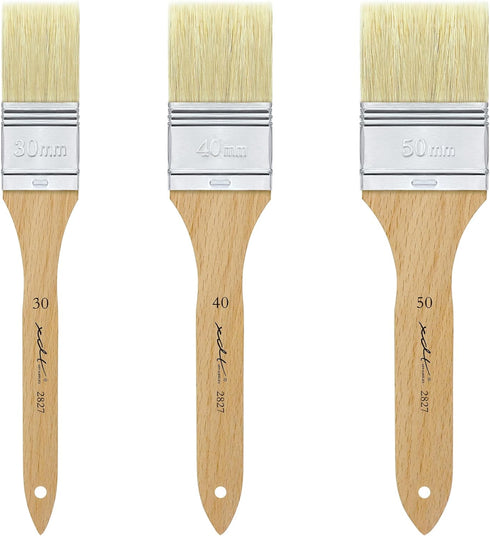 XDT#2827 Hake Artist Paint Brush 3 Piece Set, Hog Bristle Paint Brush for Acrylic Painting, Flat Brushes for Art, Wall and Craft Painting, Acrylic...