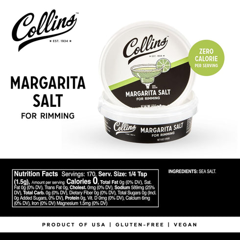 White Margarita Salt Rimmer for Cocktails, Glass Rimming Salt for Margarita, Bloody Mary, Manhattan Drinks, 6oz...